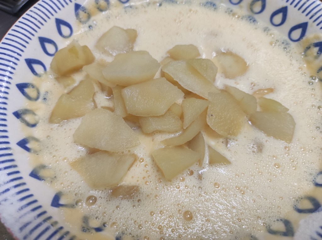 manzana cocida con tortilla