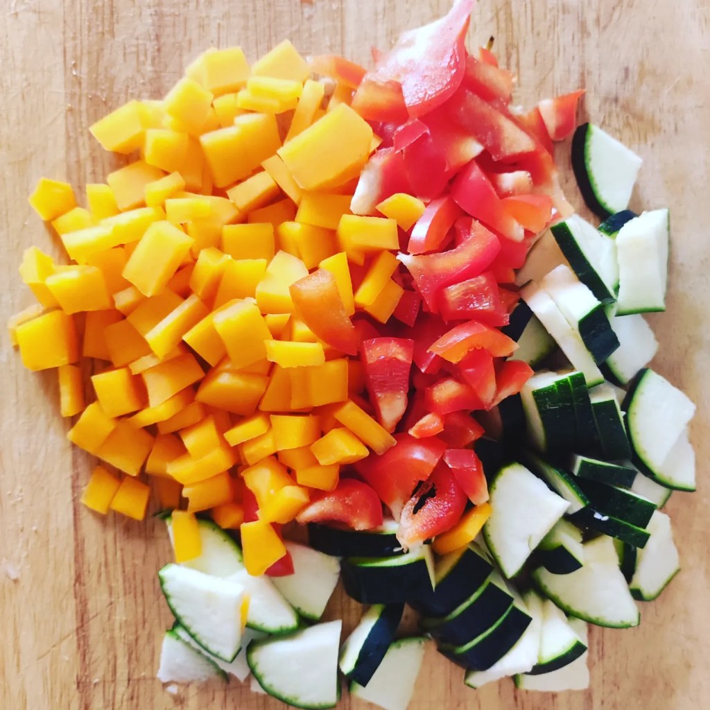 verduras cortadas para risotto